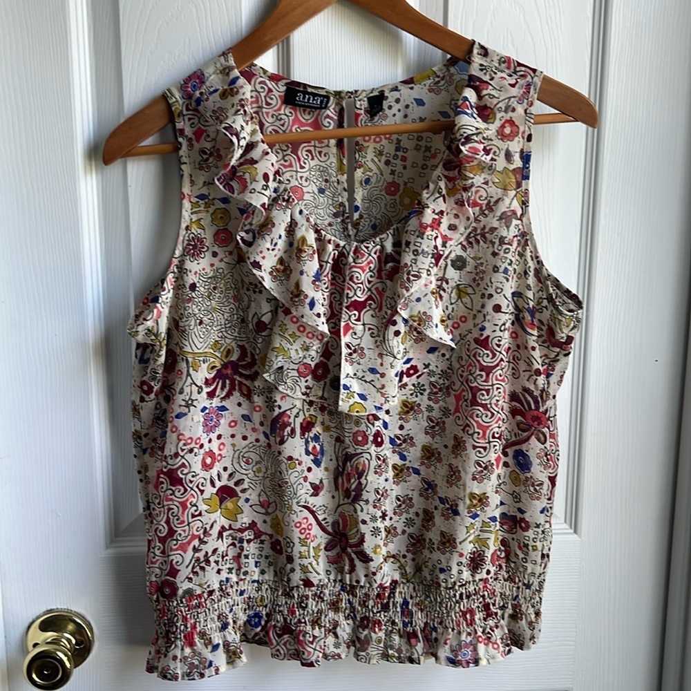 a.n.a a new approach semi sheer beige with floral print size PL